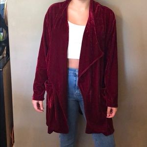 Deep red velvet cardigan